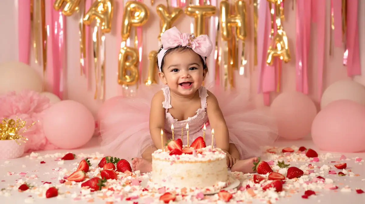 Fotografía de cake smash — primer cumpleaños divertido y memorable
