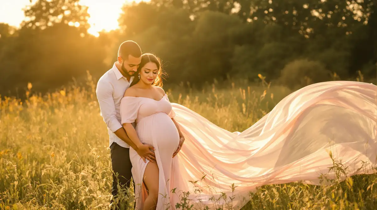 Fotografía de maternidad — sesiones al aire libre con luz natural